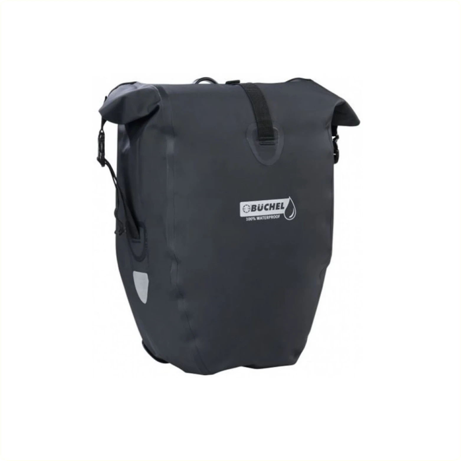 Büchel enkele tas,100% waterdicht. Waterdichte rits. afmetingen: 56,5 x 30 x 15 cm. Volume: 25,4L incl. Haaksysteem voor aan de bagagedrager. Zwart - AE-trading