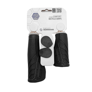 Herrmans handvatten Grip Line,zwart, lock ring. lengte: 125/90mm - AE-trading