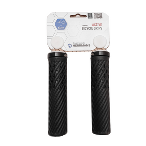 Herrmans handvatten DD40B Grip Line, zwart, 2 lock ringen. lengte: 130/130mm - AE-trading