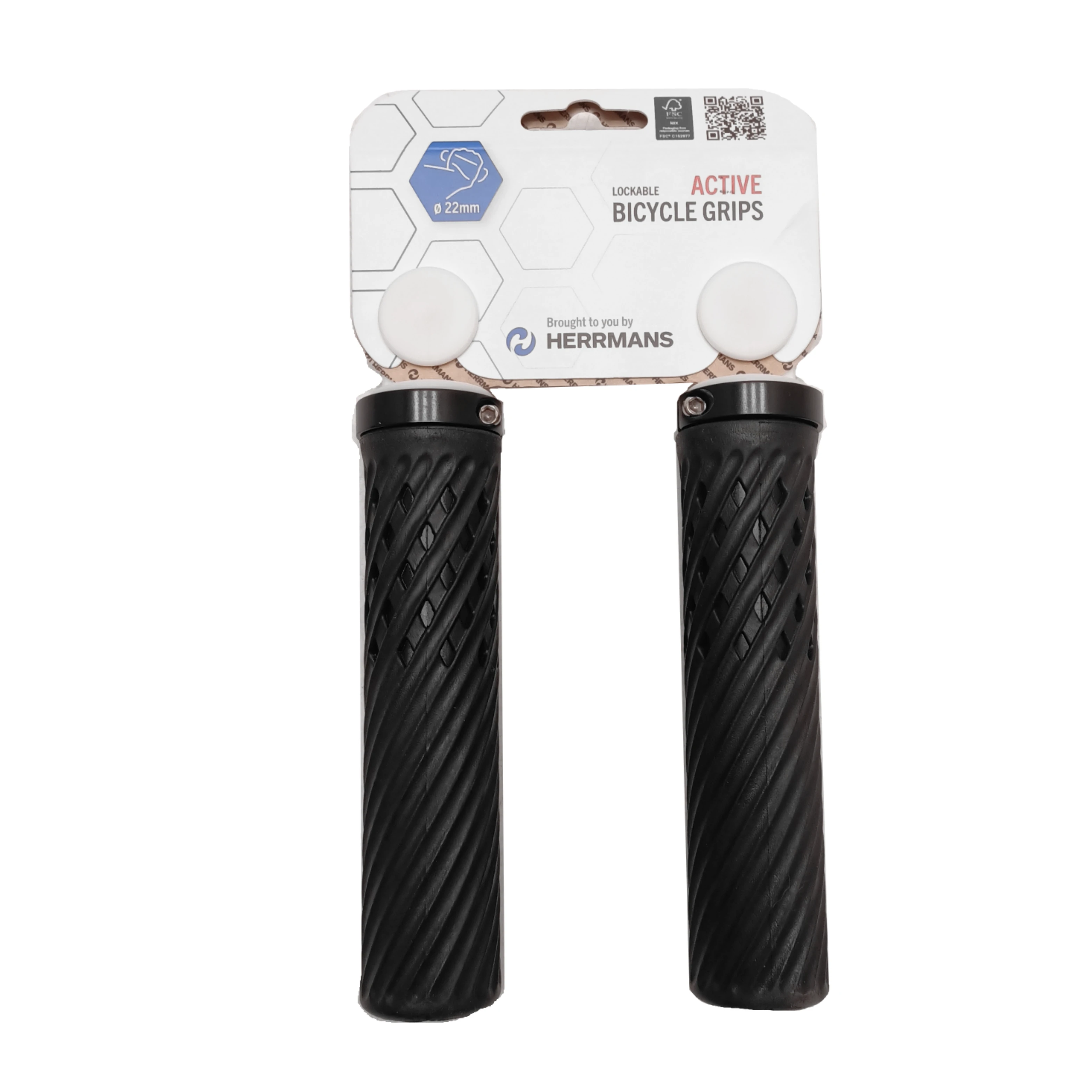 Herrmans handvatten DD40B Grip Line, zwart, 2 lock ringen. lengte: 130/130mm - AE-trading