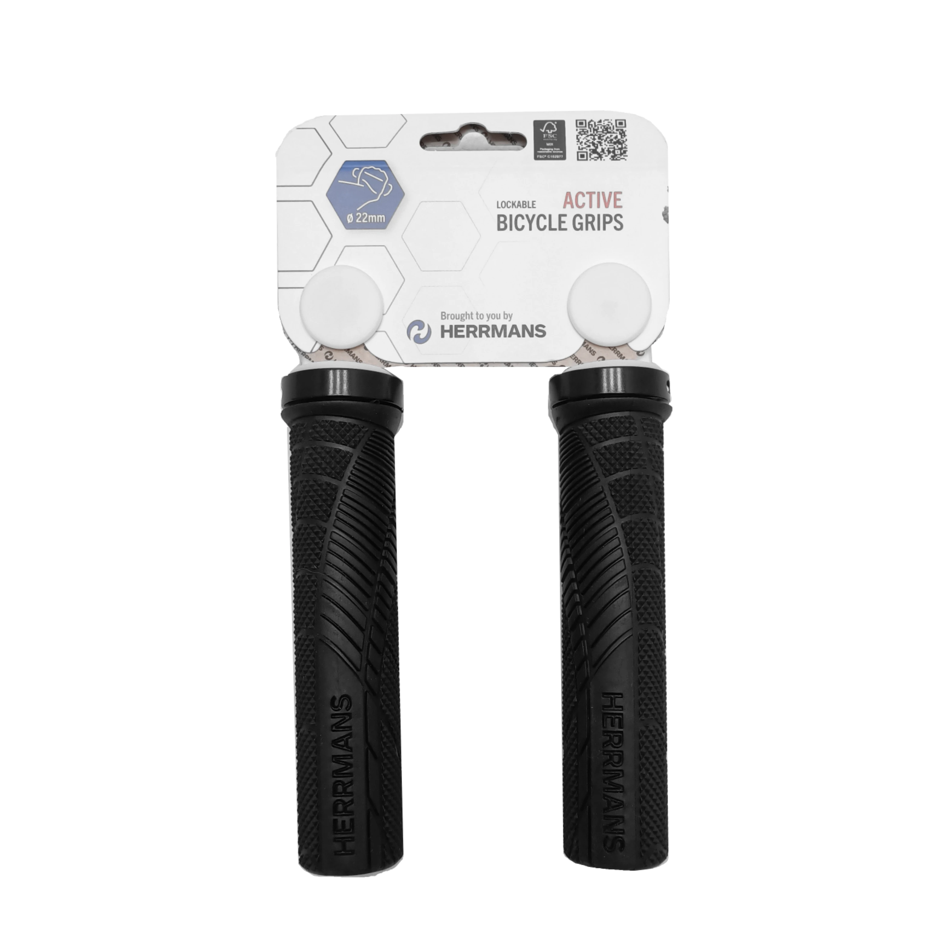 Herrmans handvatten Shark Lock DD38B. zwart incl. zwarte lockrings. Lengte: 130/130mm - AE-trading