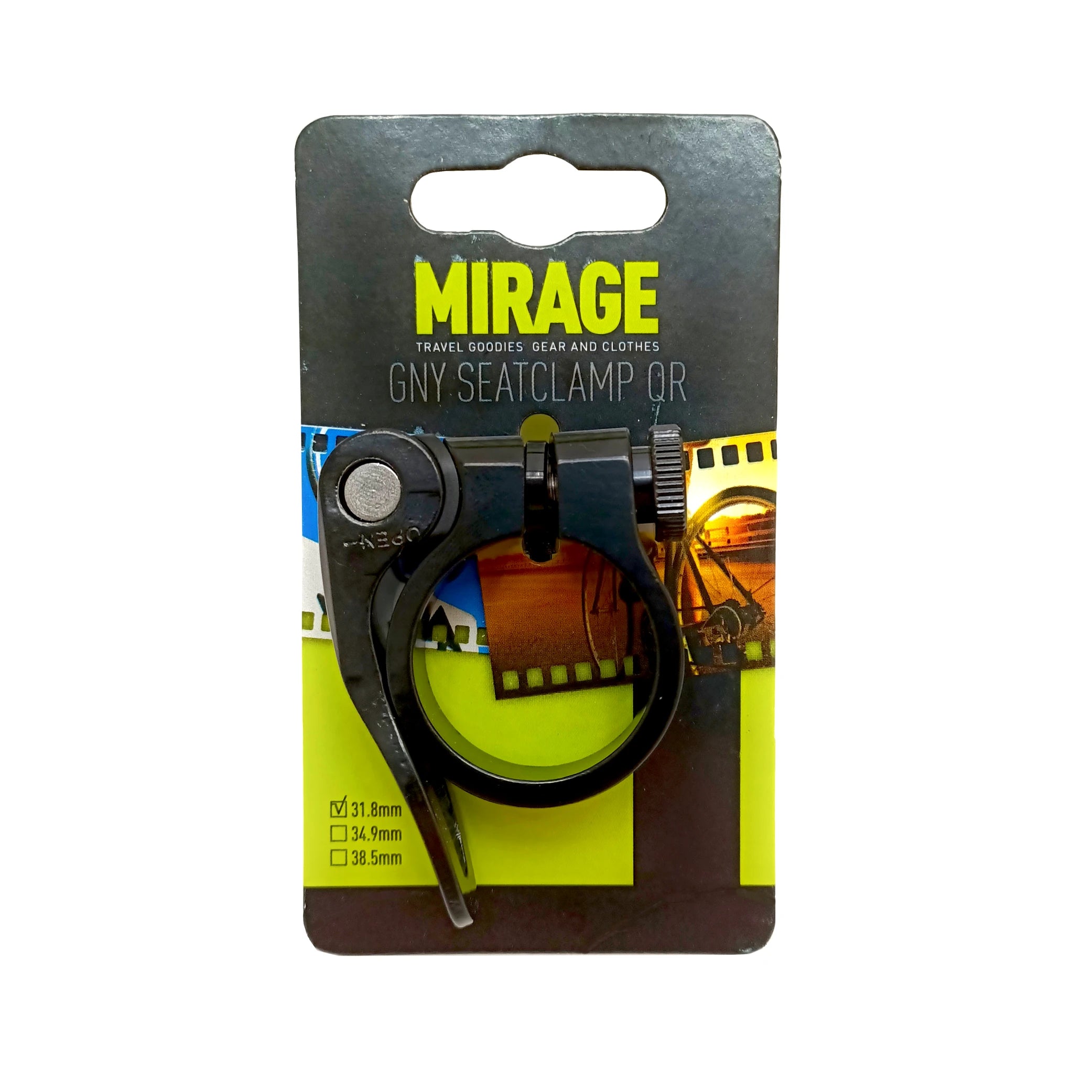 Mirage zadelpenklem met snelspanner 31.8mm zwart (hangverpakking) - AE-trading