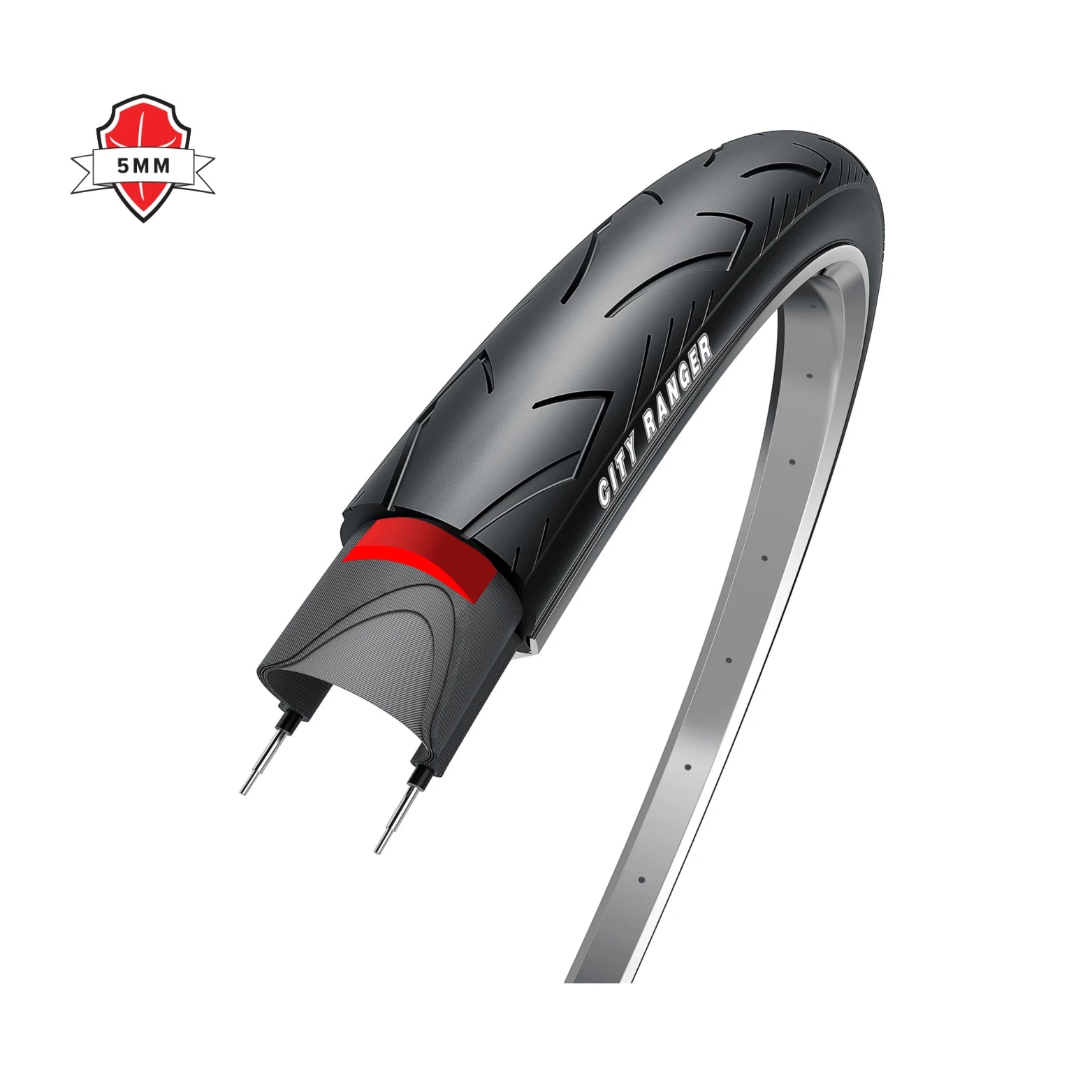 Buitenband: Obor/Hakuba City Ranger kleur: zwart met reflectie, Maat: 28x1 5/8x 13/8, ETRTO 37-622 5mm anti-leklaag - AE-trading