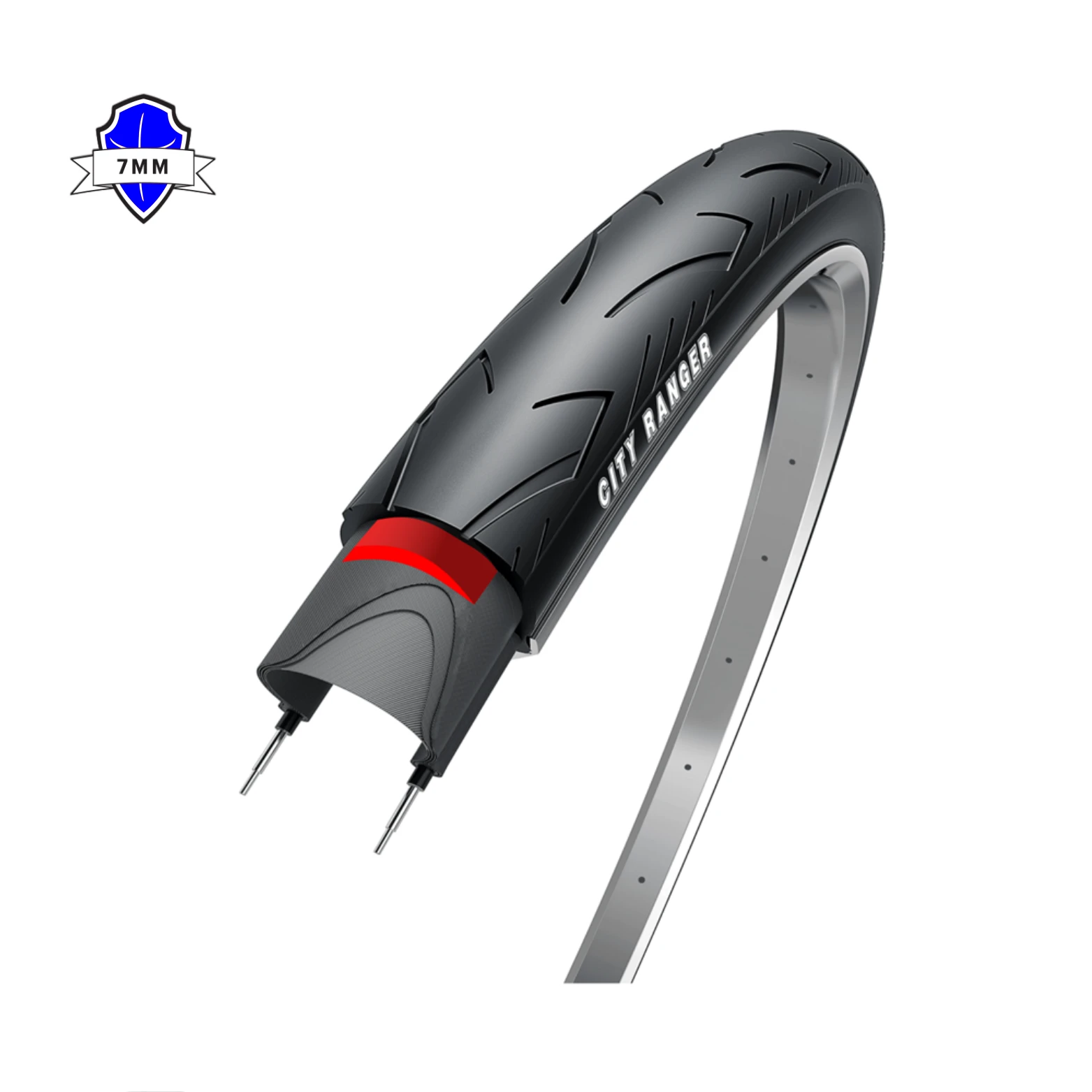 Buitenband: Obor/Hakuba City Ranger kleur: zwart met reflectie, Maat: 28x1 5/8x 13/8, ETRTO 37-622 7mm anti-leklaag - AE-trading