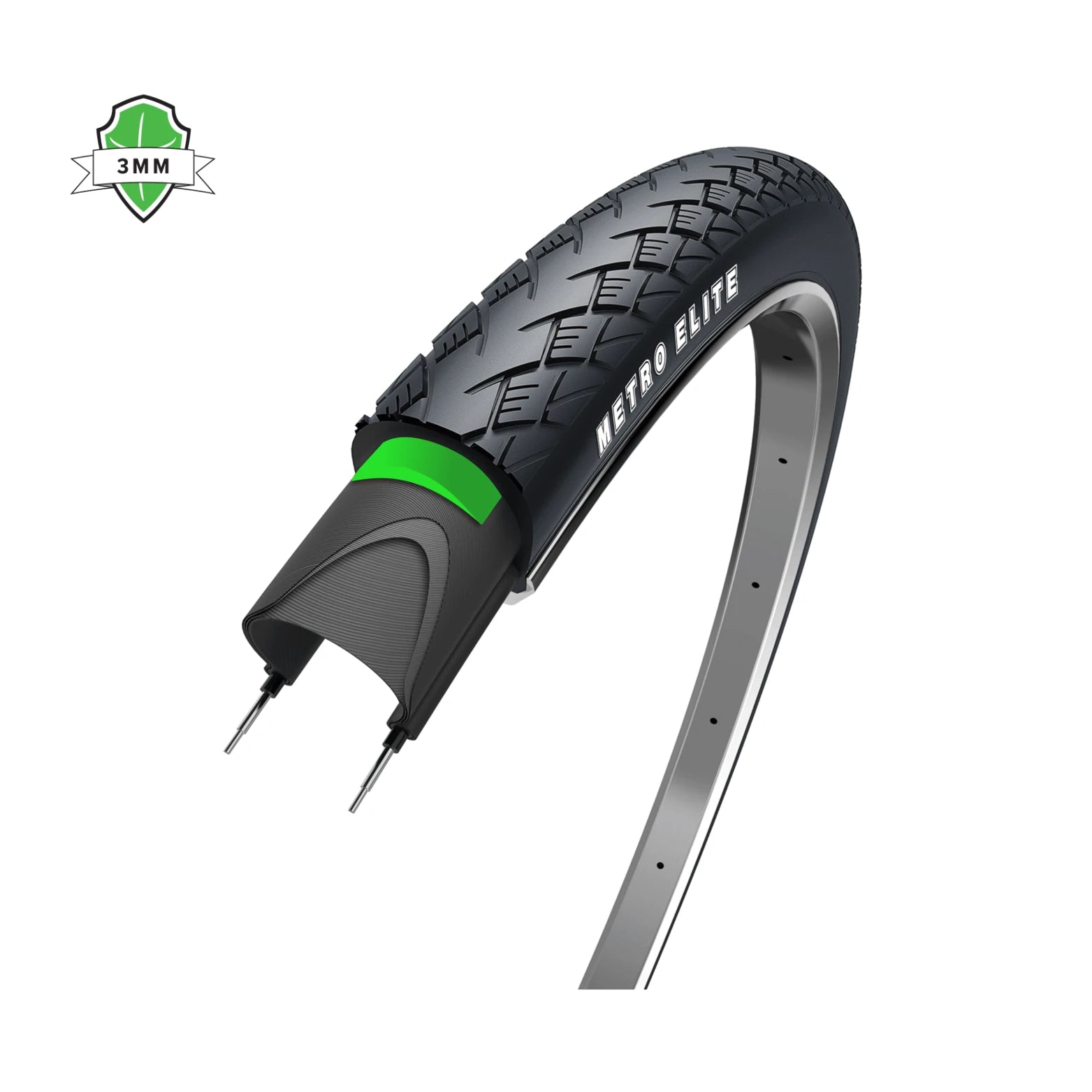 Buitenband: WOLFF Metro Elite (3mm ant-ilek) kleur: zwart met reflectie Maat: 28x1.60 , ETRTO 42-622 - AE-trading
