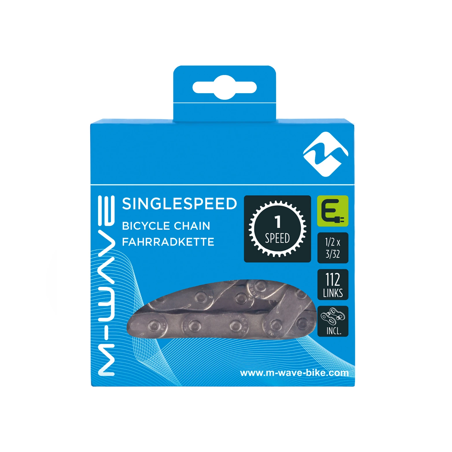 M-Wave ketting single speed E-Bike, 1/2x3/32 112L zilver (hangverpakking) - AE-trading
