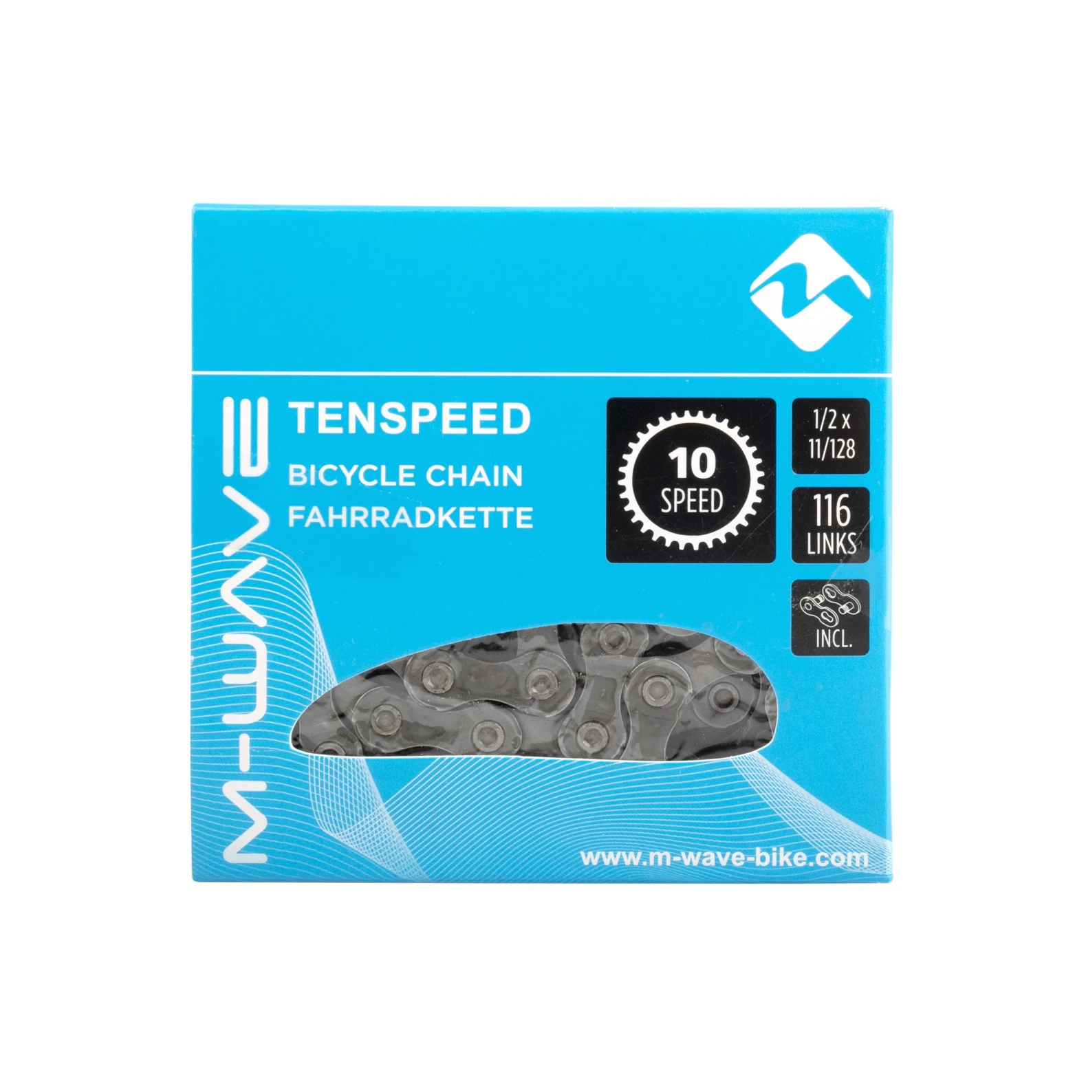 M-Wave ketting 10-speed, 1/2x11/128 116L grijs (hangverpakking) - AE-trading
