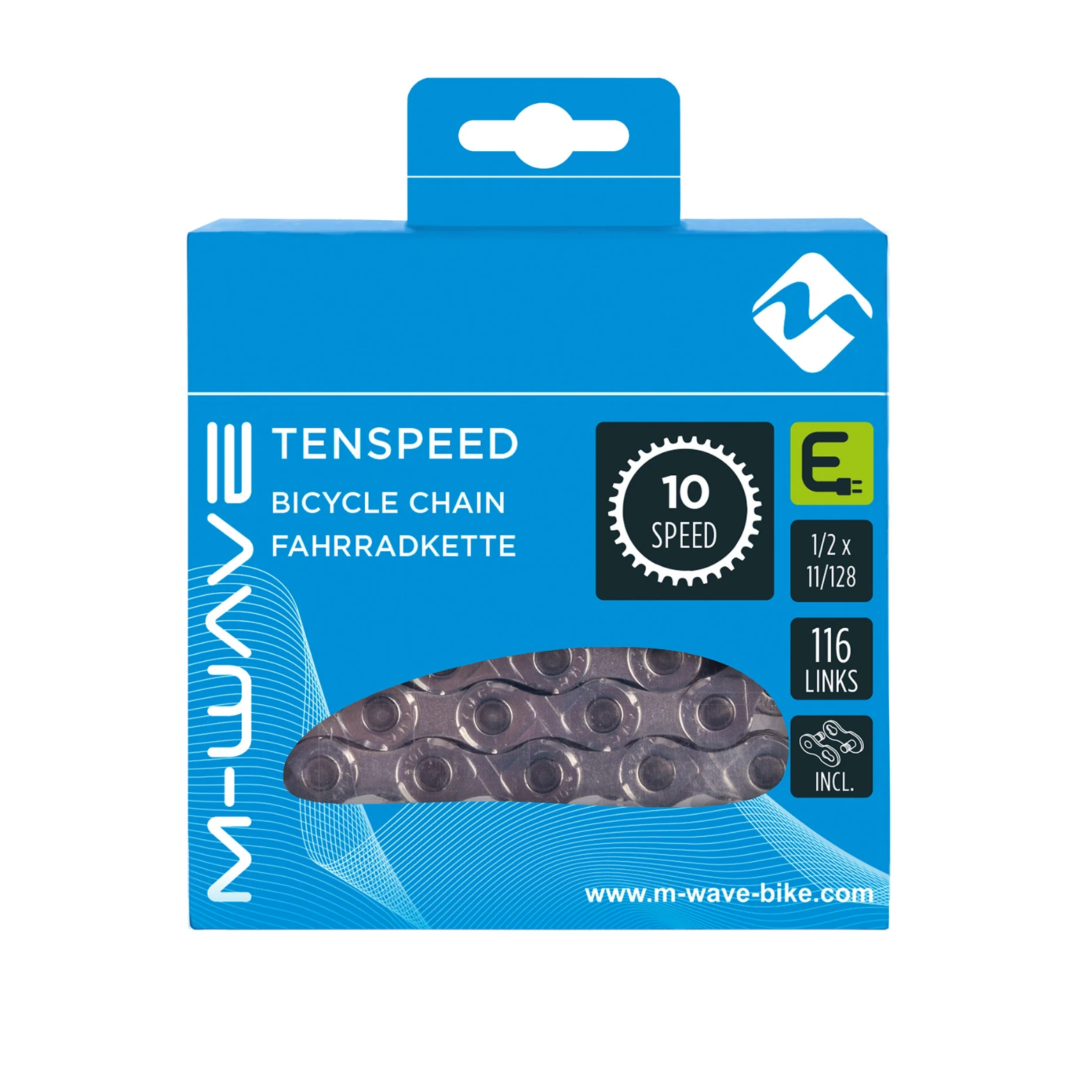 M-Wave ketting 10-speed E-Bike, 1/2x11/128 116L grijs (hangverpakking) - AE-trading