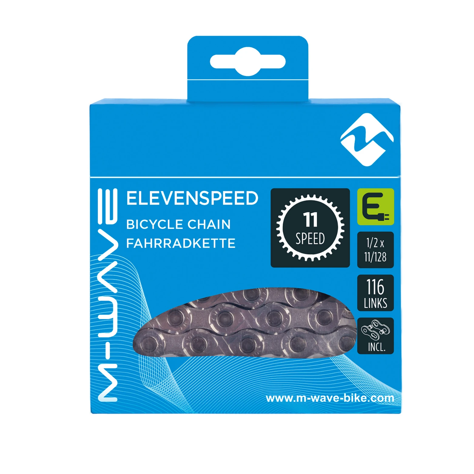 M-Wave ketting 11-speed E-Bike, 1/2x11/128 116L grijs (hangverpakking) - AE-trading