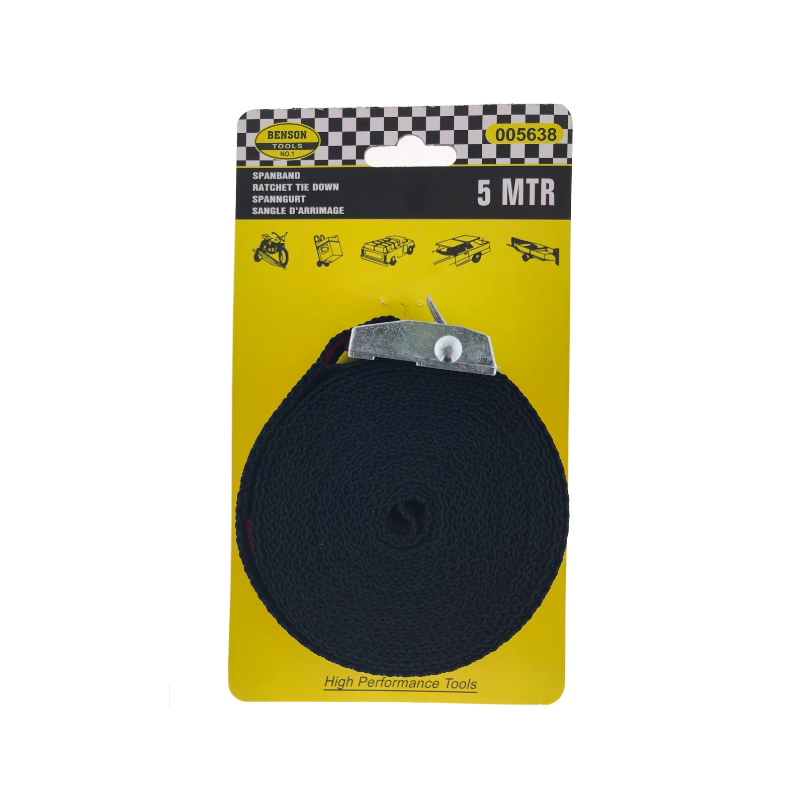 Benson Spanband zwart 5 meter (hangverpakking) - AE-trading