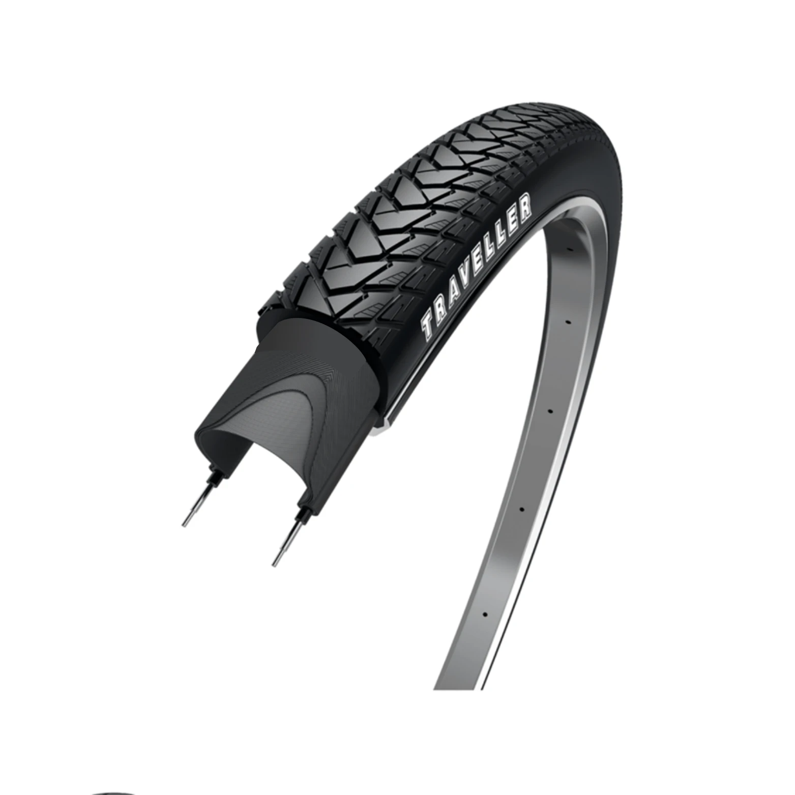 Buitenband: WOLFF Traveller kleur: zwart met reflectie (1.2mm anti-leklaag) Maat: 28x1.60 , ETRTO 42-622 - AE-trading