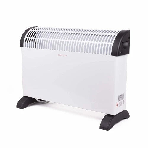 Convectorkachel 'COMFORT' 2000W, 230V. Met instelbare thermostaat en voorzien van 3 verschillende verwarmingsstanden (750W/ 1250W/ 2000W) Verwarmingsoppervlak: 25m2, afmetingen: 590x200x425mm - AE-trading