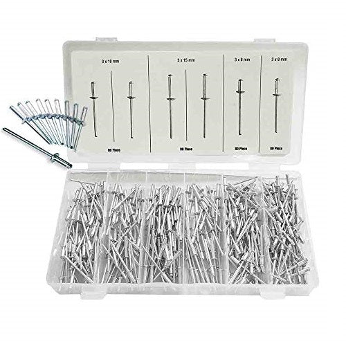 Popnagel assortiment, 320 stuks in opbergbox. bestaande uit 80x: 3x6mm, 3x8mm, 3x10mm, 3x15mm - AE-trading