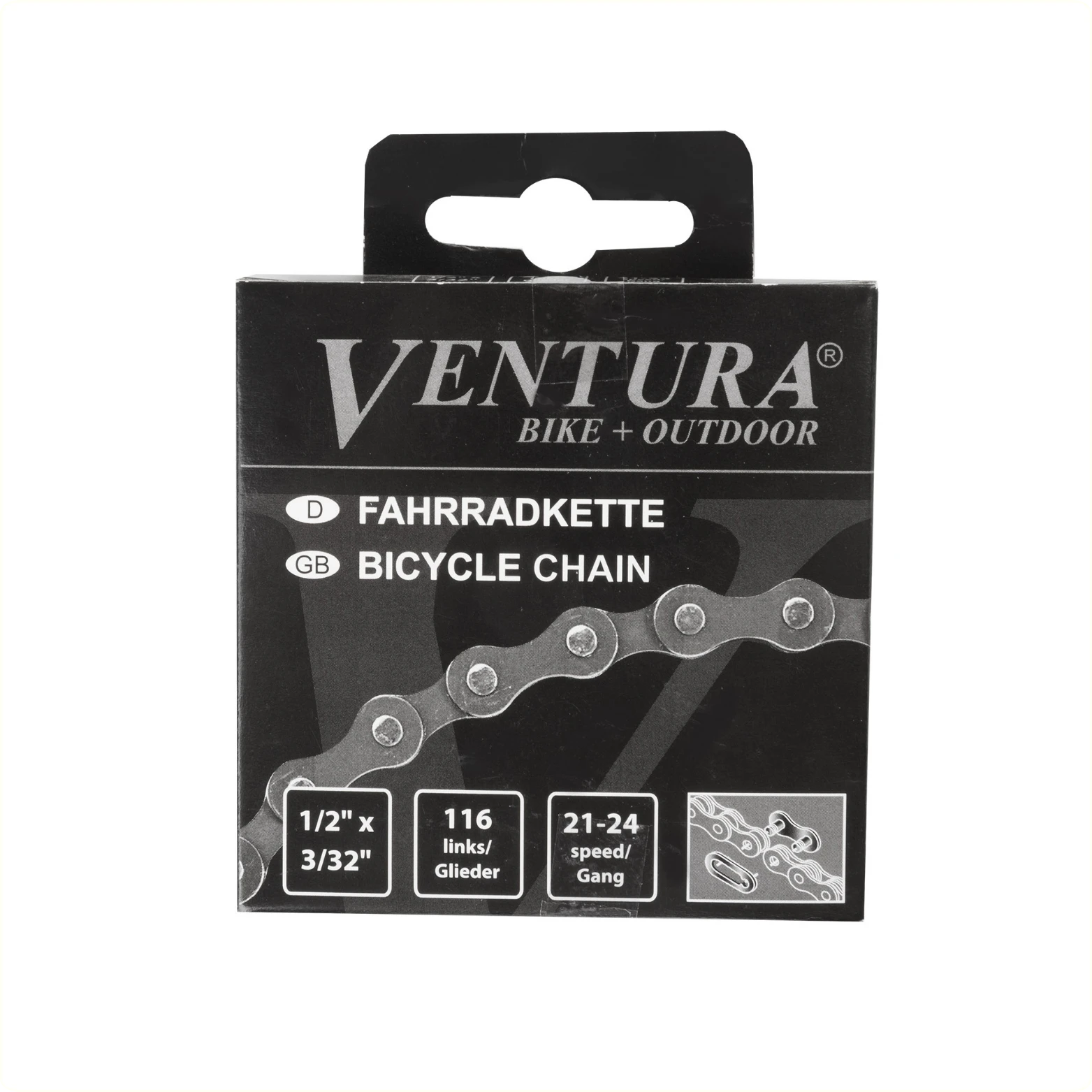 Ventura Ketting 8 speed, 1/2x3/32 116L grijs/bruin (hangverpakking) - AE-trading