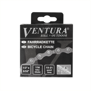 Ventura Ketting 6/7 speed, 1/2x3/32 116L zwart/bruin (hangverpakking) - AE-trading