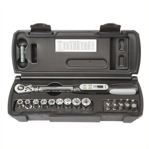 M-Wave digitale Momentsleutel, instelbaar 3~60Nm, voor 3/8" aansluiting. 20 delig, inclusief doppenset, Torx / inbus bitjes en kunststof opbergkoffer - AE-trading