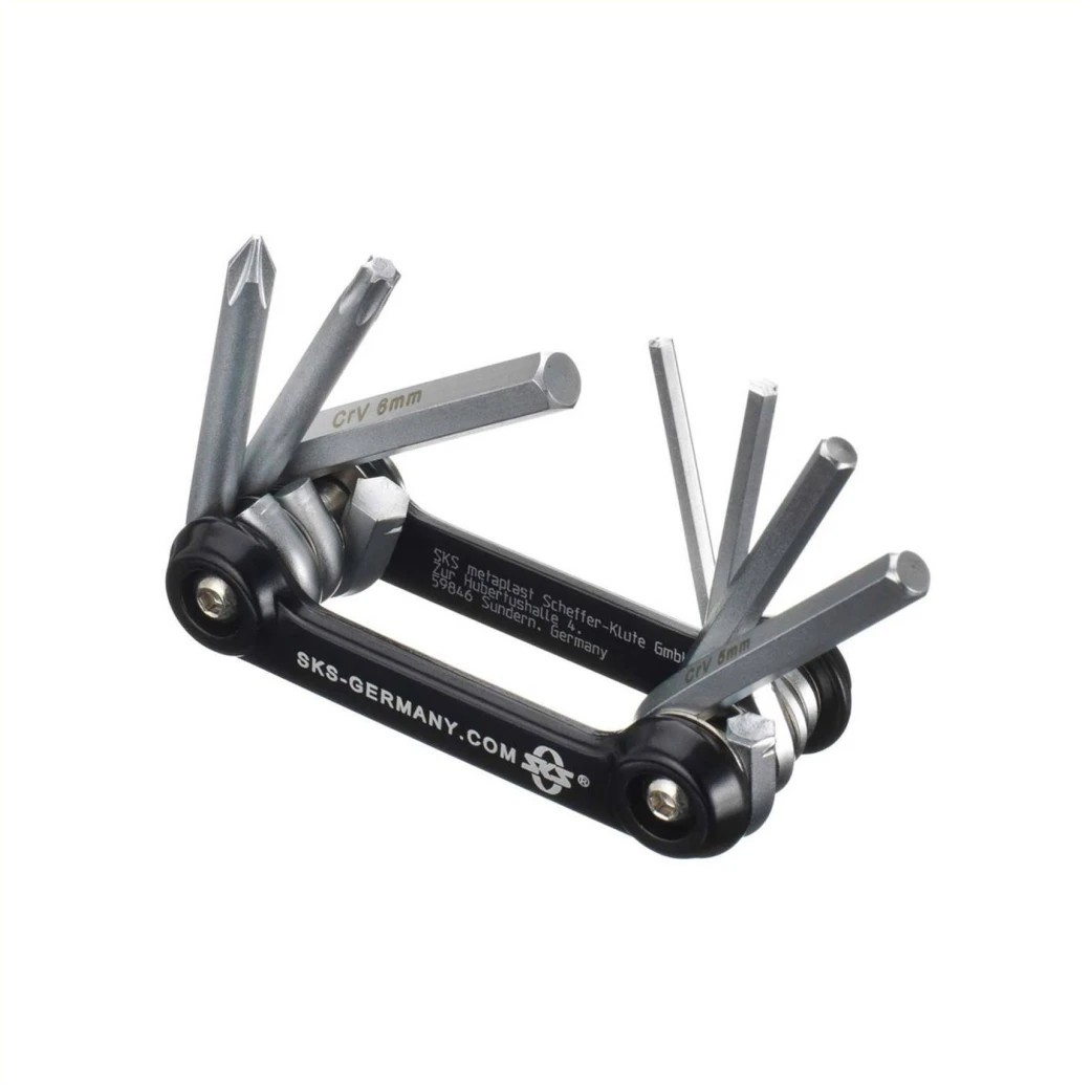 SKS TOM 7 Multi tool. 7 functies o.a inbussleutel, schroevendraaier, torx-sleutel. RVS en neopreen etui.79x39x20mm, 129gr. - AE-trading