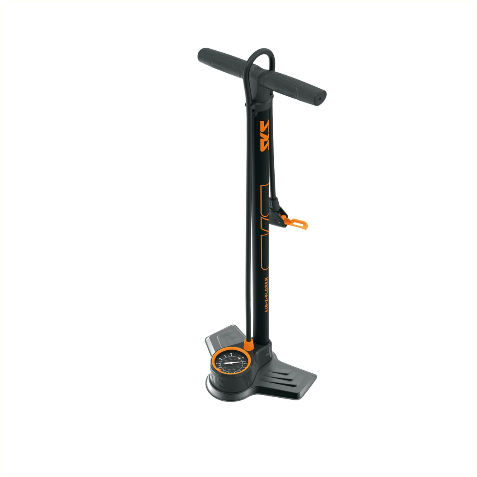 SKS Air-X-plorer 10.0 pomp. Hogedruk pomp met manometer. geschikt voor alle ventielen. max 10 bar/144 PSI. stalen pompbuis en voet - AE-trading