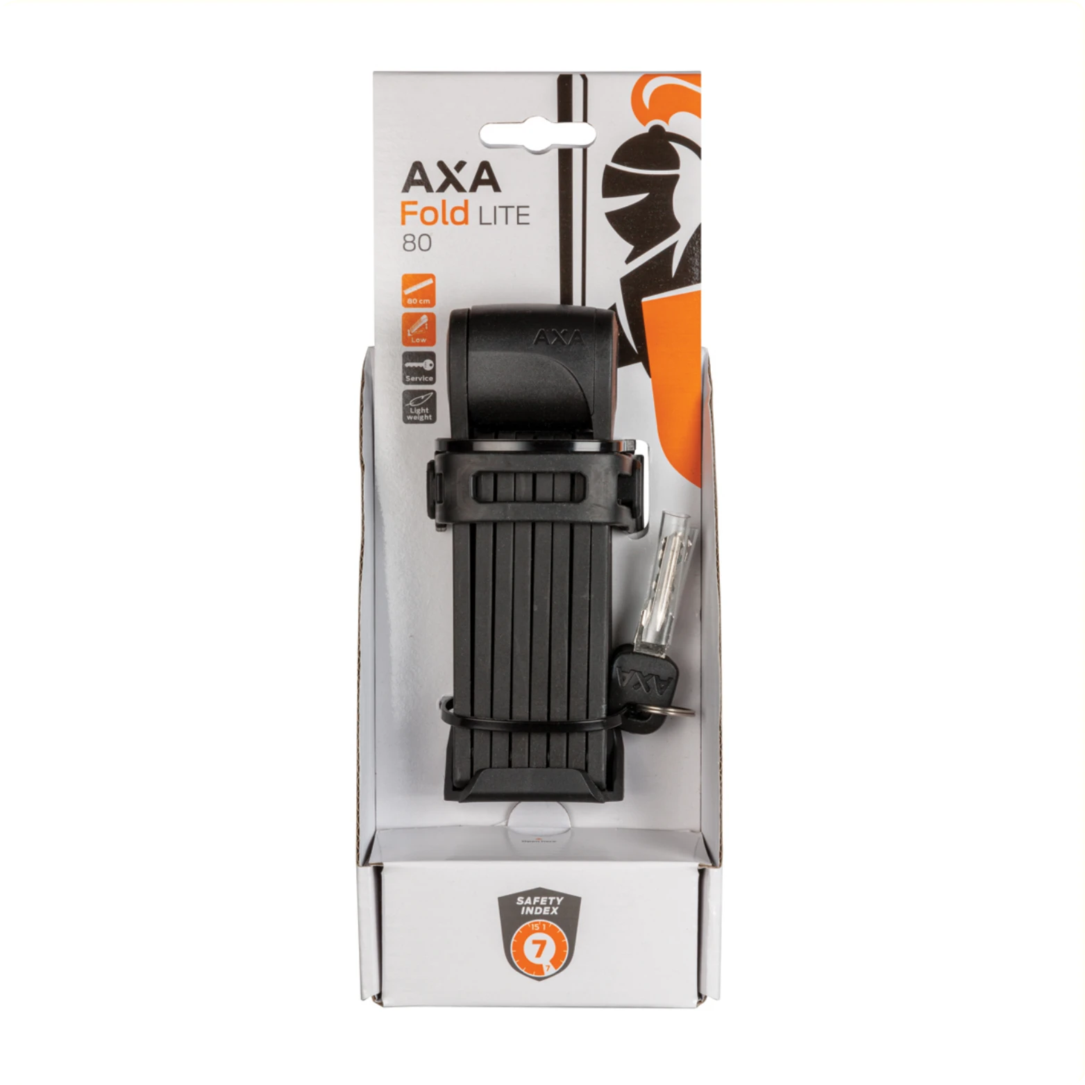Axa Fold 80 Lite. lengte slot 85cm, schakels 20 x 5 mm, montage houder op bidonnokken of met 2 flexibele strips. Beveiligingsniveau 7. (hangverpakking) - AE-trading