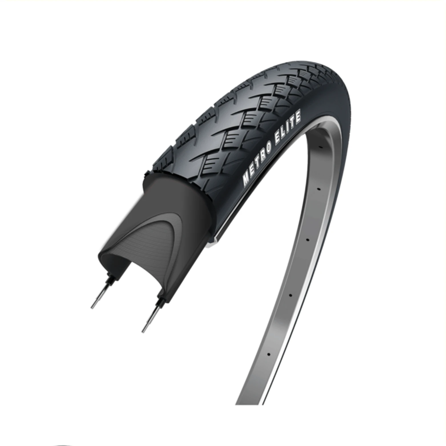 Buitenband: WOLFF Metro Elite kleur: zwart met reflectie, Maat: 28x1 5/8, ETRTO 37-622 - AE-trading