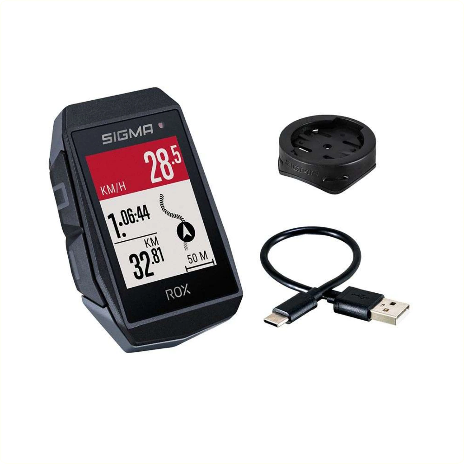 Sigma ROX 11.1 GPS fietscomputer, zwart. 150 functies, zoals: weergave van snelheid, afstand en trainingstijd, turn-by-turn aanwijzingen (via Komoot app) en koppeling mogelijk met E-bike. Kleurenscherm, Wordt geleverd met de 'standaard' stuurhouder en ... - AE-trading