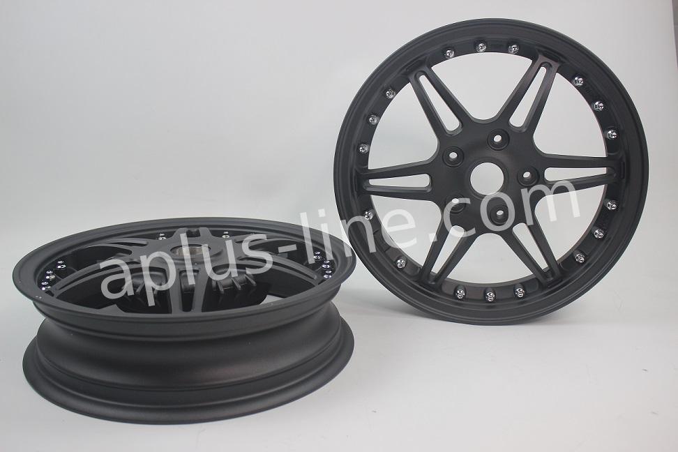 Velgen Set Aplus (Voor + Achter) Passend Op Vespa Primavera/Sprint Mat Black Edition Sport - AE-trading