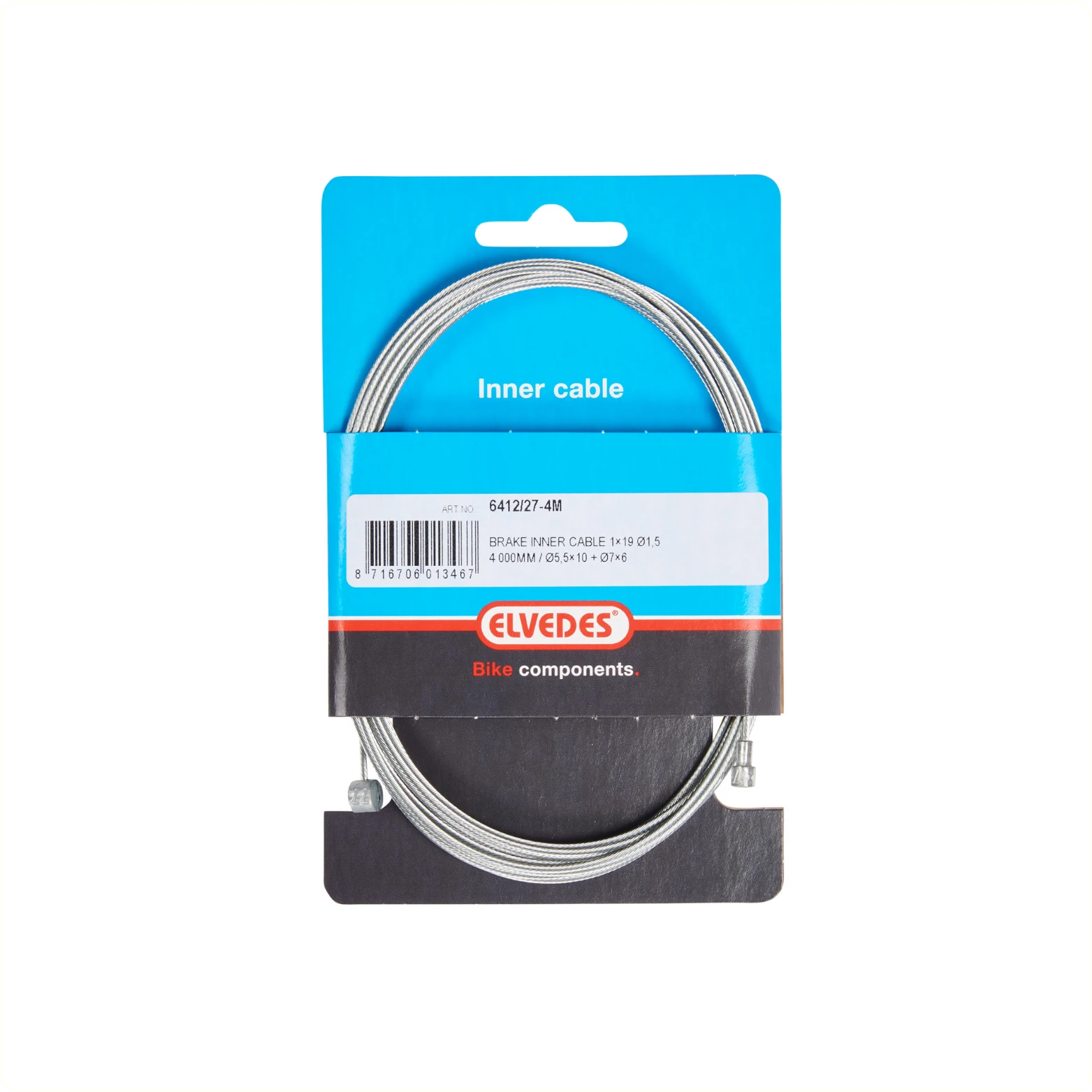 Elvedes binnenkabel Rem 4.00M diameter1,5mm met 2 nippel 7x6mm en 5.5x10 - AE-trading