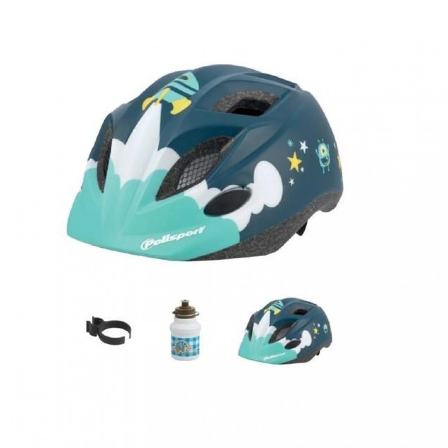 Polisport helm Spaceship met bidon en houder. Maat: XS (48/52/ cm), kleur: blauw - AE-trading