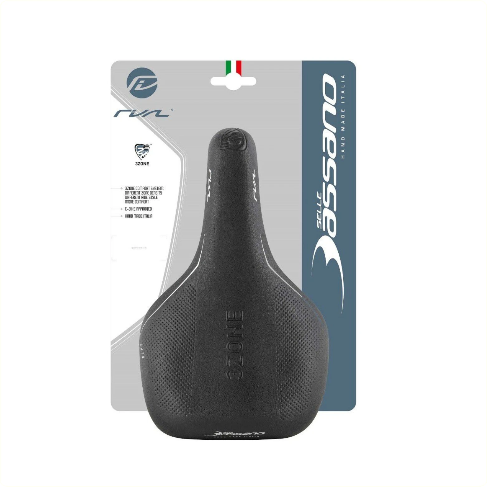 Selle Bassano zadel, Rivale 3zone Sport (hangverpakking) zwart - AE-trading
