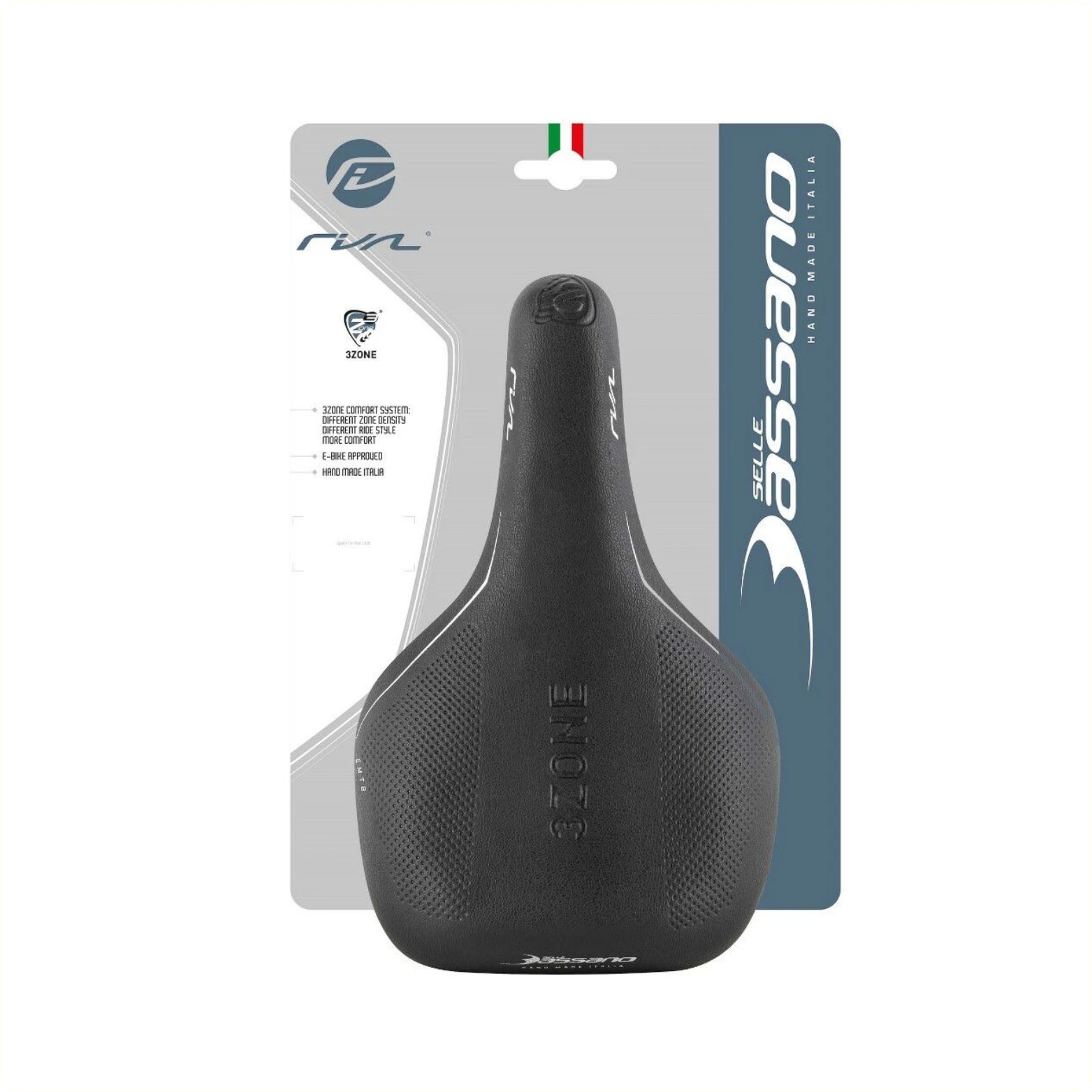 Selle Bassano zadel, Rivale 3zone Uni (hangverpakking) zwart - AE-trading
