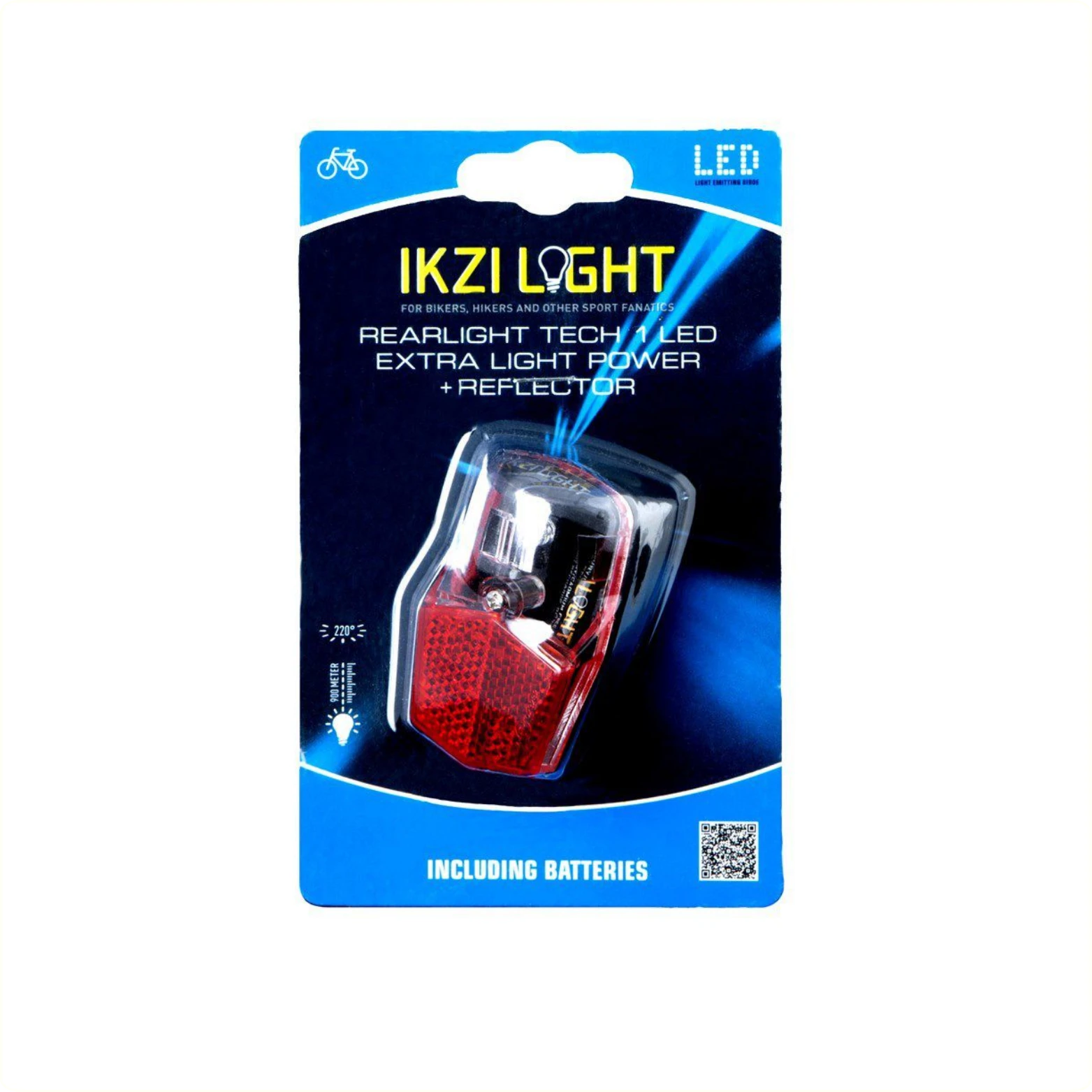IkziLight achterlicht 1 led, spatbord, met E-keur (hangverpakking). - AE-trading