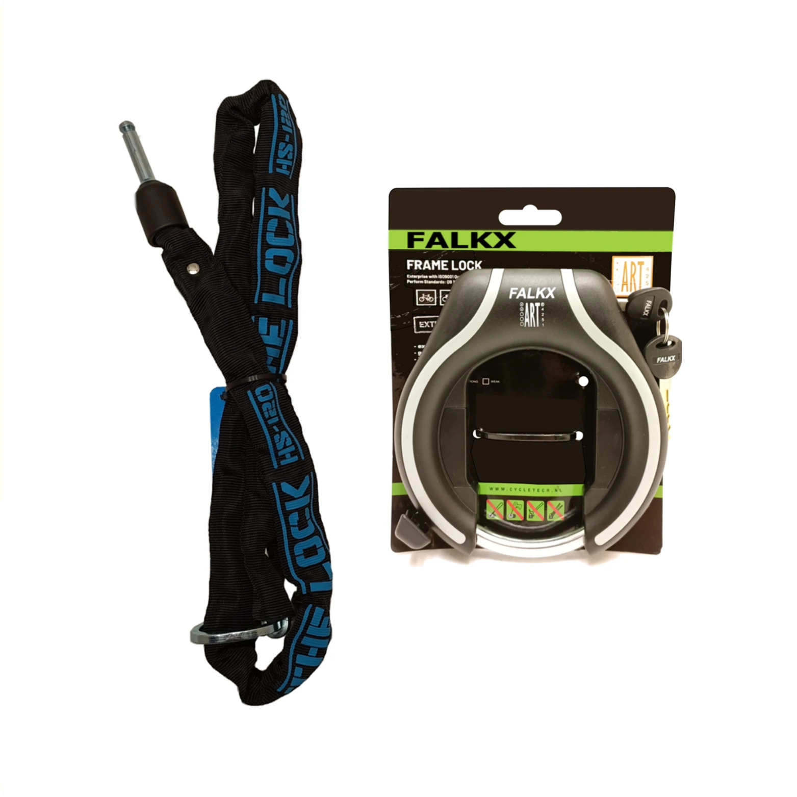 FALKX ringslot ART** zwart/grijs en The lock insteekketting 120 cm - AE-trading