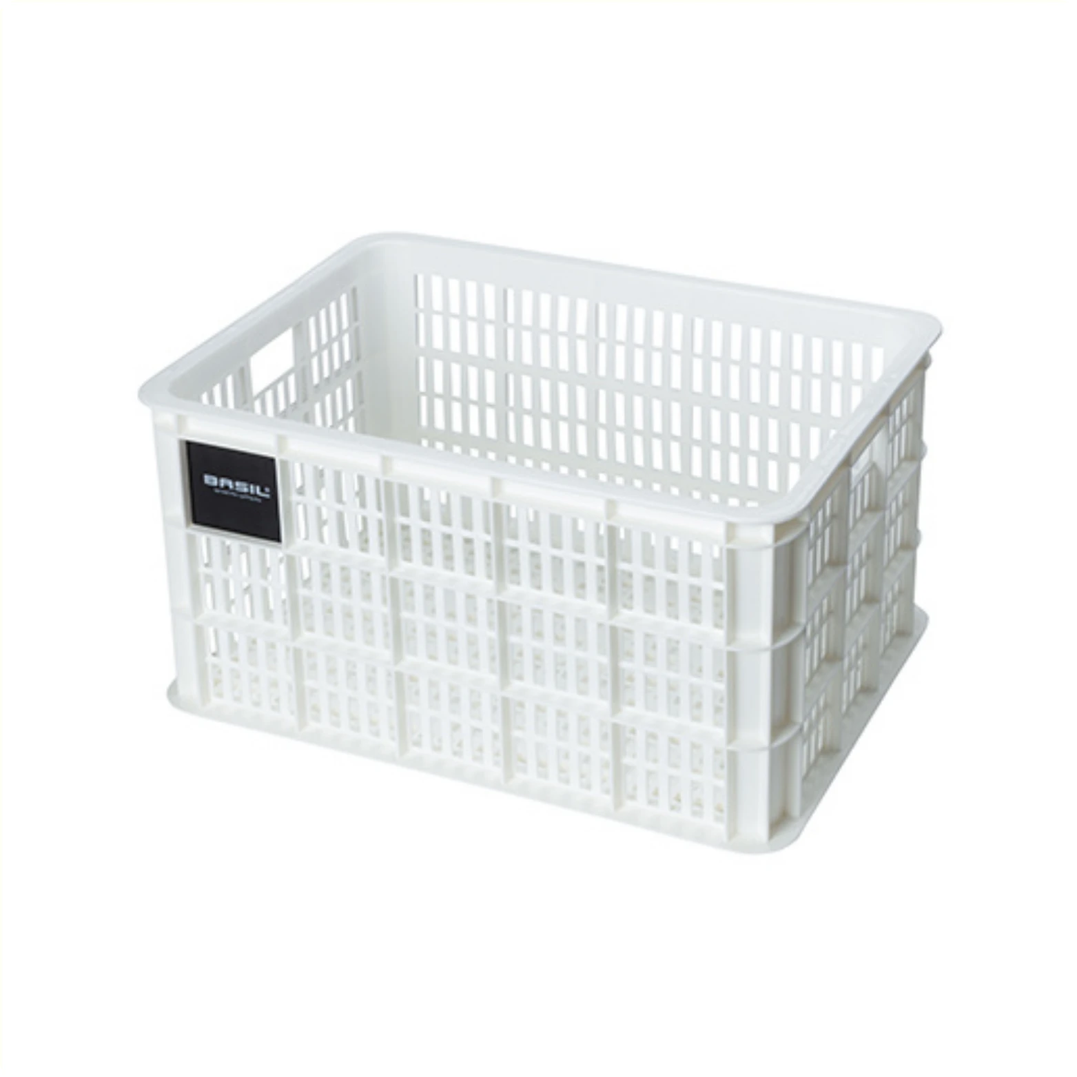 Basil fietskrat L, gerecycled kunststof, medium formaat, incl. kratclicker, geschikt voor MIK, Racktime, I-Rack, MonkeyLoad en AtranVelo platen (apart verkrijgbaar), excl. bev. materiaal, max. gewicht afhankelijk van max. toelaatbaar gew. drager, 40L, ... - AE-trading