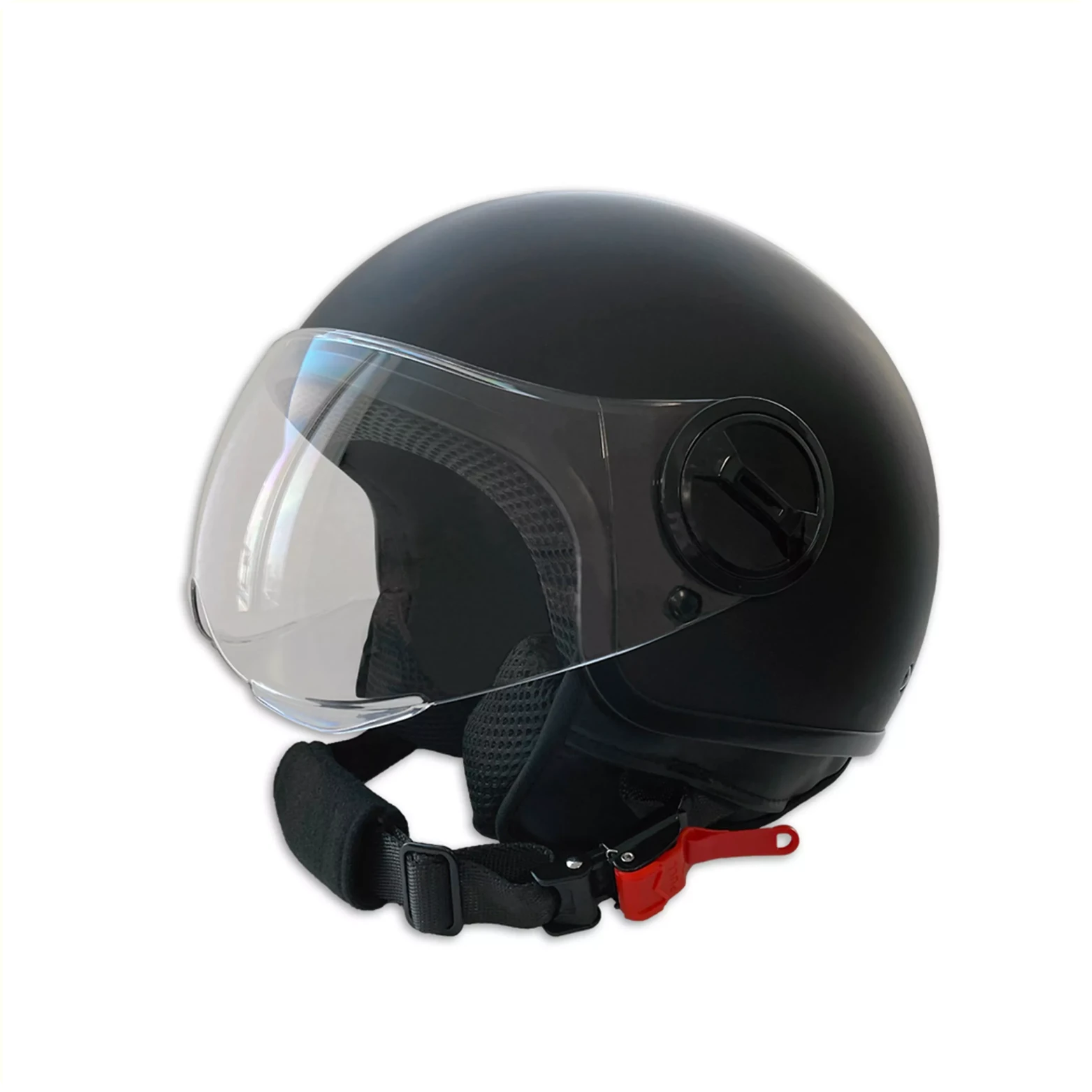Pro-tect Jethelm mat zwart, Maat S (55/56cm) Goedgekeurd voor brom/snor scooter, brom/snor fiets, speedpedelec en motor (ECE 22.05) inclusief opbergtas - AE-trading