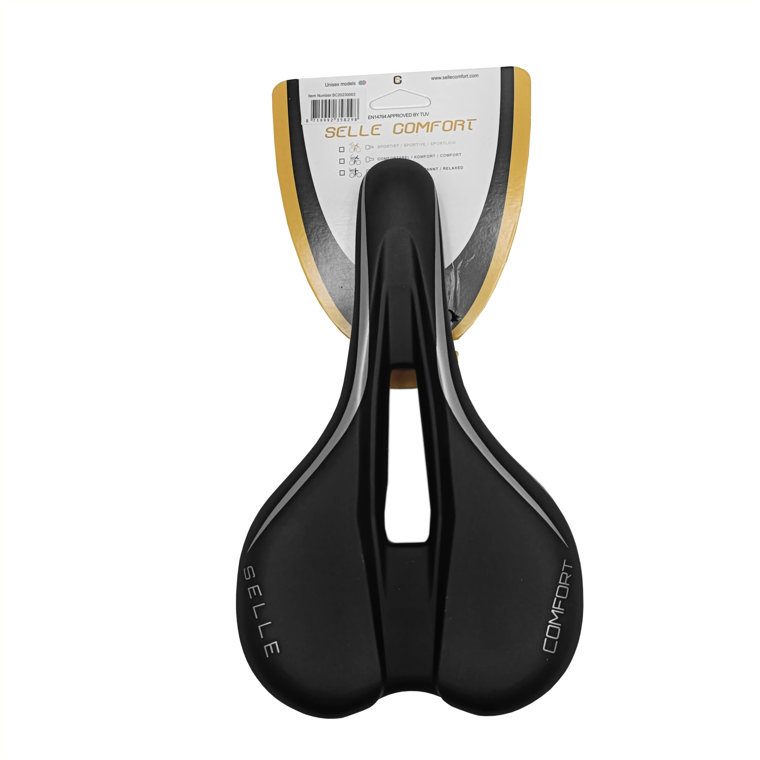 Selle Comfort Zadel Vintage 2 met gat, zonder strop (hangverpakking) lengte 27,5 cm, breedte 17cm - AE-trading