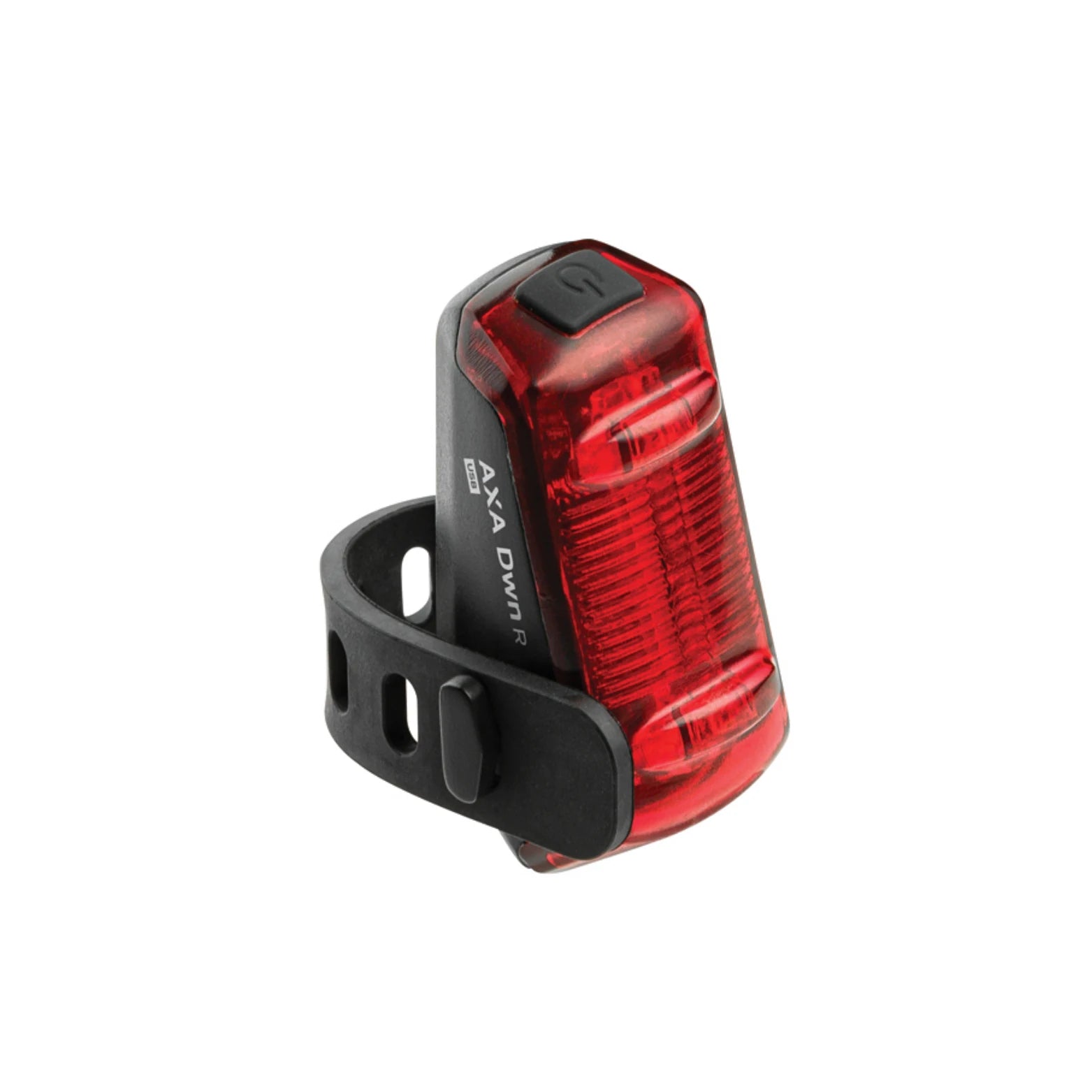 Axa DWN USB rear 1 lux LED achterlicht. Bevestiging dmv rubberen band. USB oplaadbaar. Met remlicht functie. (hangverpakking) - AE-trading