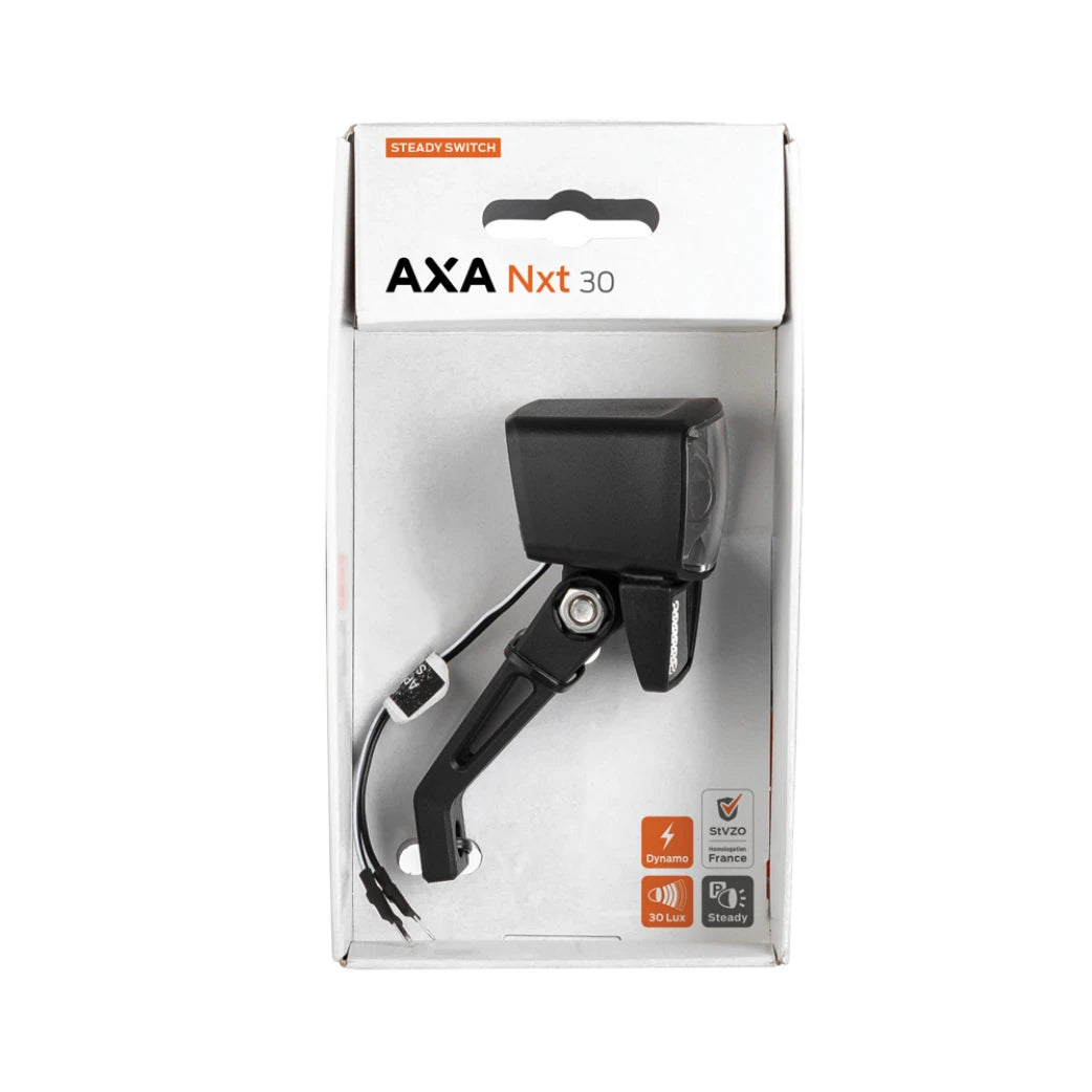 Axa NXT 30 switch koplamp, 30lux, standlicht functie. Aan/uit schakelaar. Voor dynamo (hangverpakking) - AE-trading