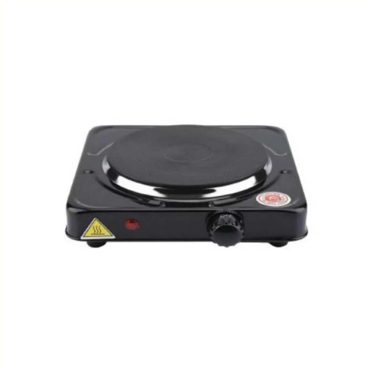 Elektrische kookplaat enkel, 230V 1000W. Voorzien van 5 verwarmingsstanden, anti slipvoetjes en powerindicatielampje. Afmeting: 22 x 22 x 7 cm, Diameter kookplaat: 15,5 cm - AE-trading
