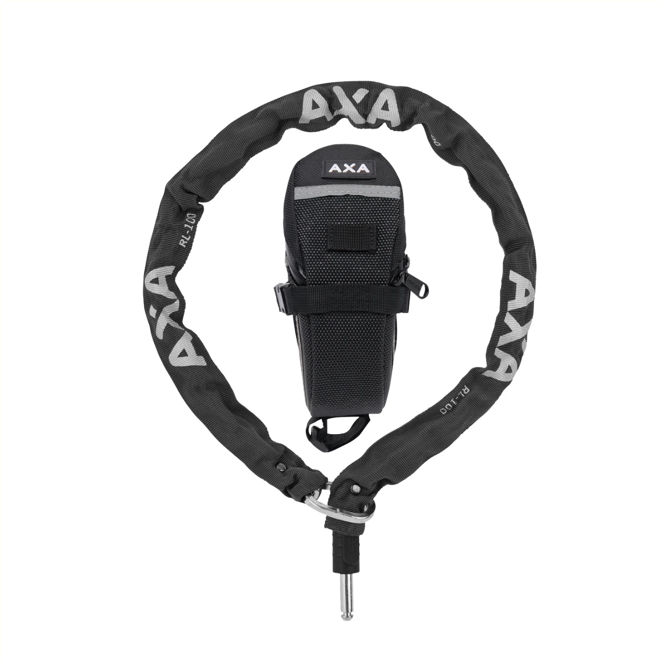 Axa RLC 100 insteekketting voor AXA Defender, Solid Plus en Victory ringslot. incl opbergtas. lengte 100 cm schakels 5.5mm. Diameter plug-in pin 10mm (hangverpakking) - AE-trading