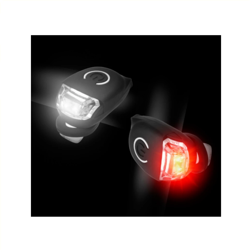 FALKX Snake Eye LED siliconen verlichting set , zwart. 2 leds per lamp. functies: aan/knipperen/uit. Past om 22.2-31.8mm incl 2x CR2032 batterijen. (hangverpakking). - AE-trading