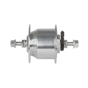 Anlun naafdynamo. OLD 100mm 36 gaats/ 6V/3W.Vaste as. voor velgrem uitvoering. zilver (werkplaatsverpakking) - AE-trading