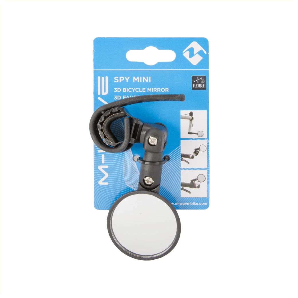 M-Wave Spy Mini spiegel, zwart. 3-dimensionaal verstelbaar. Diameter 46mmn . flexibele stuur bevestiging. - AE-trading
