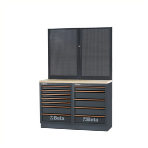 Beta werkplaats inrichting C45PRO BPW-1.3Combinatie bestaande uit: • Meerlaags houten werkblad (C45PW/2-1.3MT) • Vaste module met 7 laden (C45PRO M7) • Vaste module met 5 laden (C45PRO M5) • 2 geperforeerde gereedschapspanelen (C45PRO PF) • 1 muurbeuge... - AE-trading