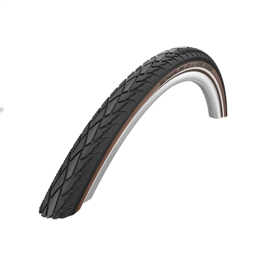 Buitenband: Schwalbe Road Cruiser (K-guard) Kleur: Zwart/coffee bruin met reflectie Maat: 28x1.75, 700x47C ETRTO 47-622 - AE-trading