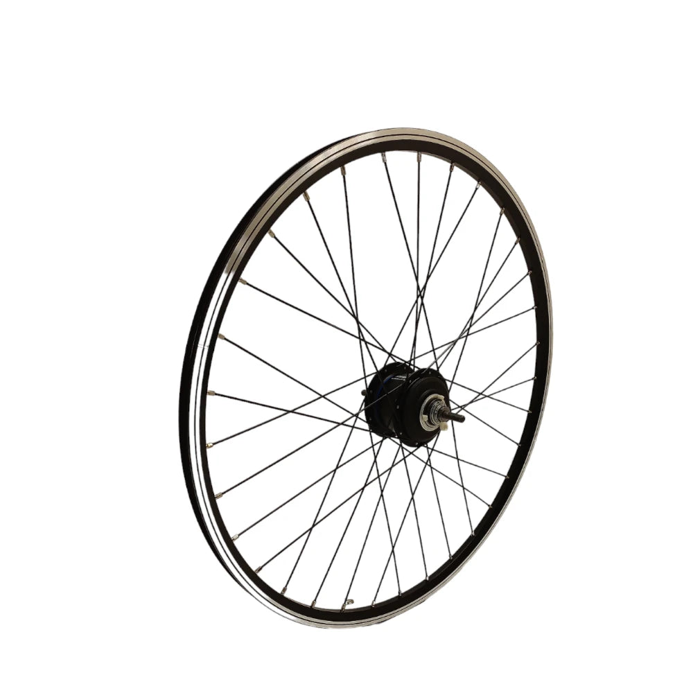 Achterwiel 28 x 1 3/8 Nexus 8 DI2 (voor schijfrem) - zwarte geslepen alu hoge velg, RVS spaken. Zonder toebehoren. - AE-trading