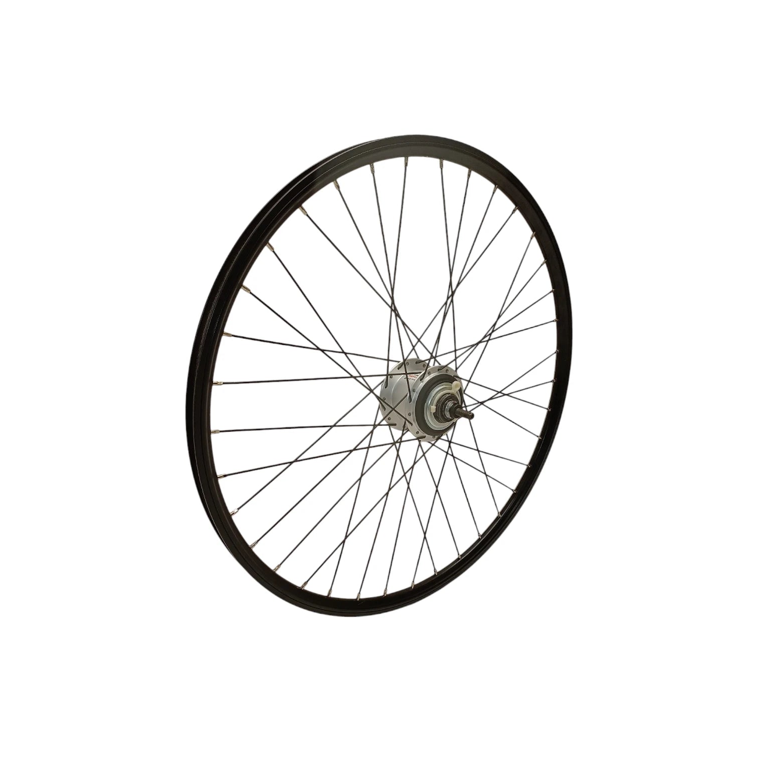 Achterwiel 28 x 1 3/8 Nexus 5 E-bike design voor Rollerbrake - zwarte geslepen alu hoge velg, zwarte spaken. Zonder toebehoren. voor toebehoren zie art. 9090 - AE-trading