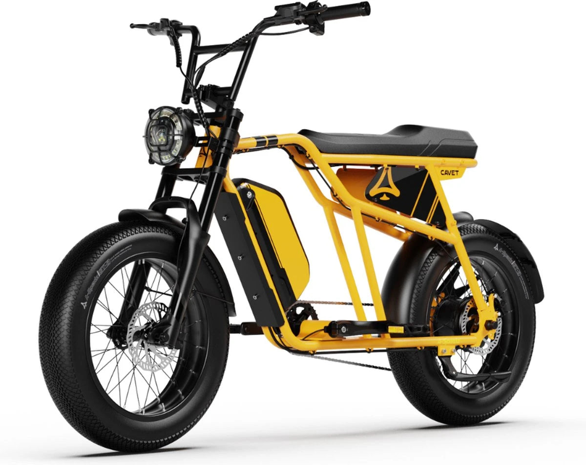 A-Spadz CAVET Air Elektrische Fatbike - 20 Inch - 250W Motor - 7 Versnellingen - 100 km Actieradius - Hydraulische Schijfremmen - Geel - AE-trading