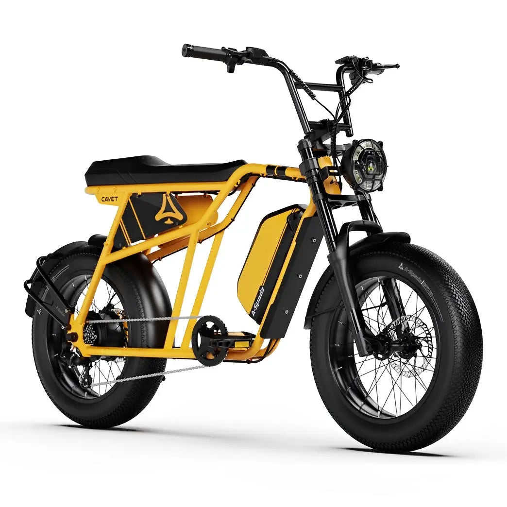 A-Spadz CAVET Air - Fatbike - 20 Inch - 250W Motor - 7 Versnellingen - 100 km Actieradius - Hydraulische Schijfremmen - Geel - AE-trading