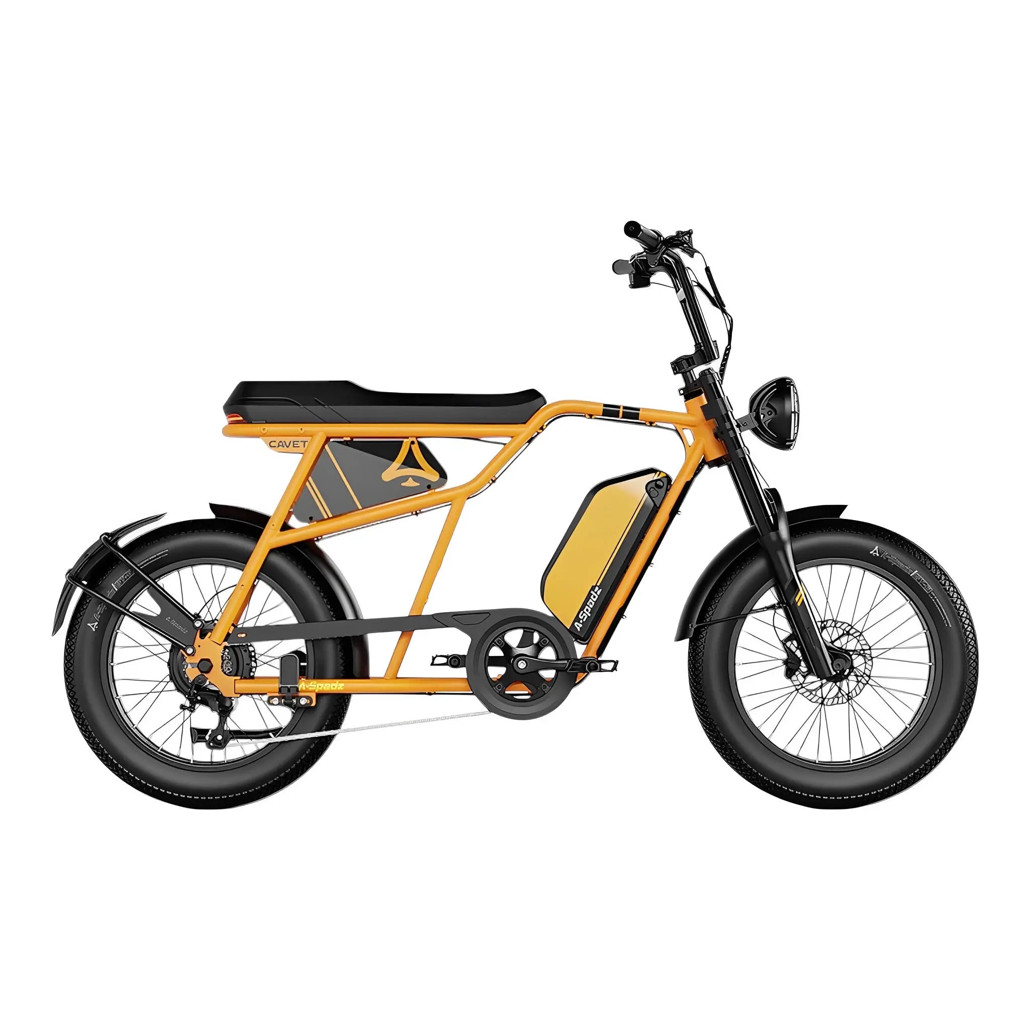 A-Spadz CAVET Air - Fatbike - 20 Inch - 250W Motor - 7 Versnellingen - 100 km Actieradius - Hydraulische Schijfremmen - Geel - AE-trading