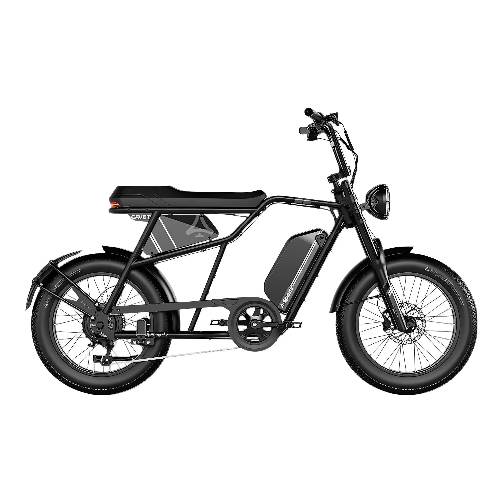 A-Spadz CAVET Air Fatbike - 20 Inch - 250W Motor - 7 Versnellingen - 100 km Actieradius - Hydraulische Schijfremmen - Zwart - AE-trading